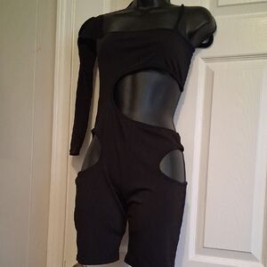 Black Cutout One-Shoulder Jumpsuit